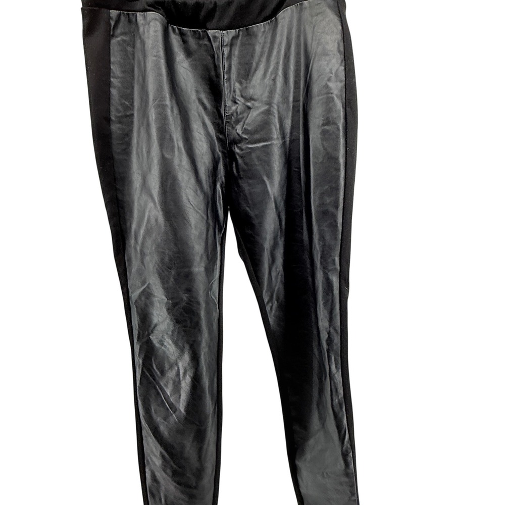 Mossimo Women Medium Black Faux Leather Panel Leggings‎ Pants **read**